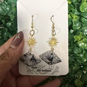 Gold and Black Geometric Earrings